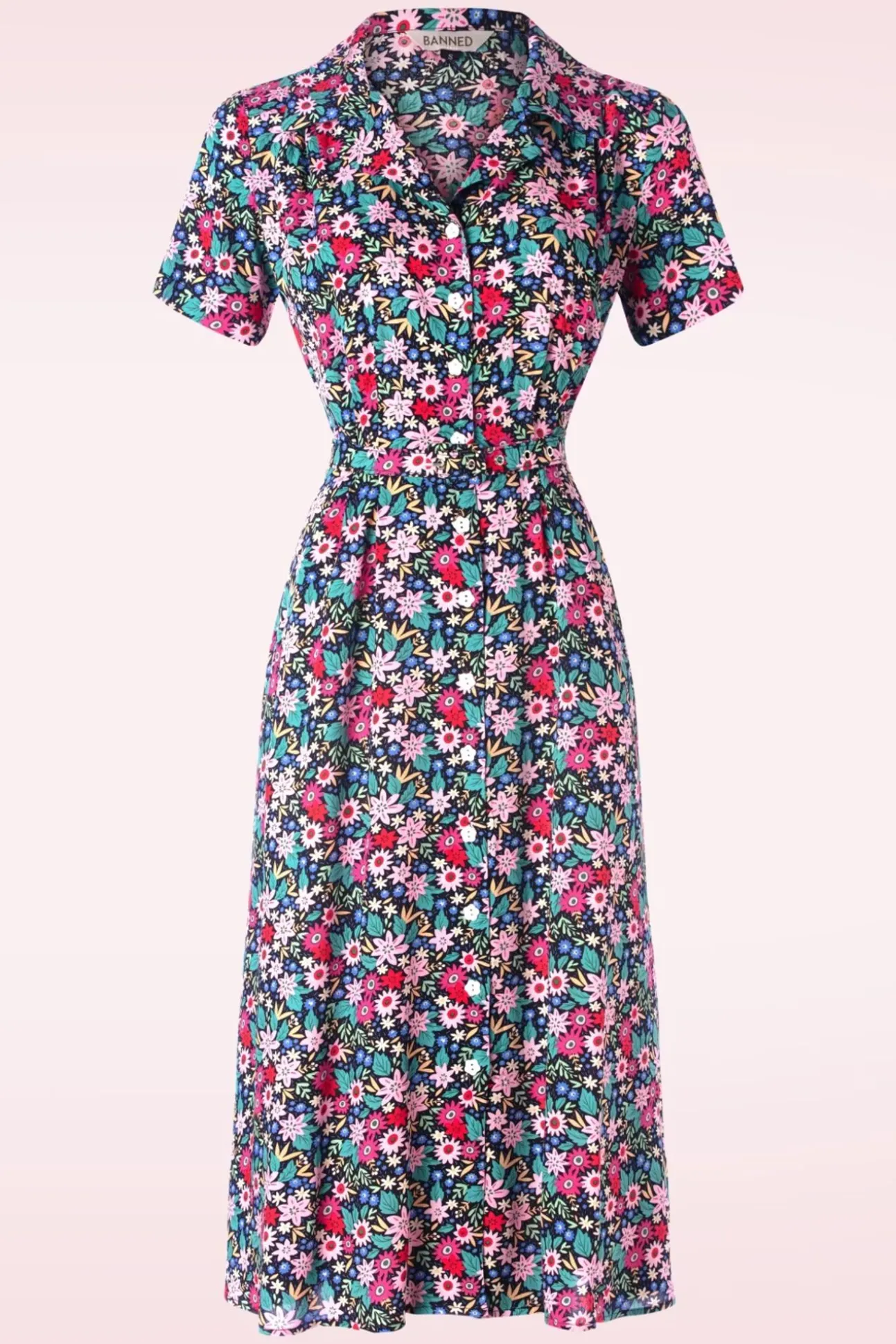 Tea Party Jurk In Zwart En Multi