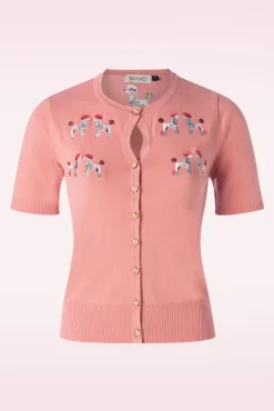 The Kissing Poodles Cardigan In Roze