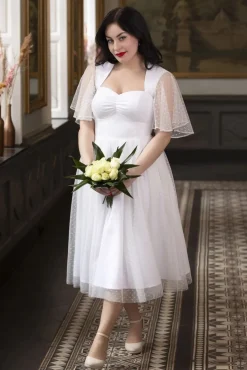 Topvintage Exclusive ~ Holly Bridal Swing Jurk In Wit