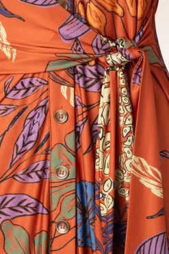 Veronica Midi Jurk In Oranje