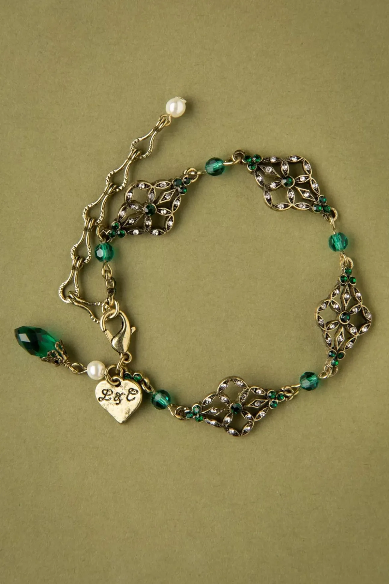 Victoriaanse Filigraanarmband In Smaragd