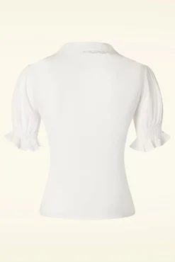 Vintage Geborduurde Bloemenblouse In Wit